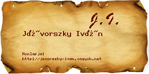 Jávorszky Iván névjegykártya